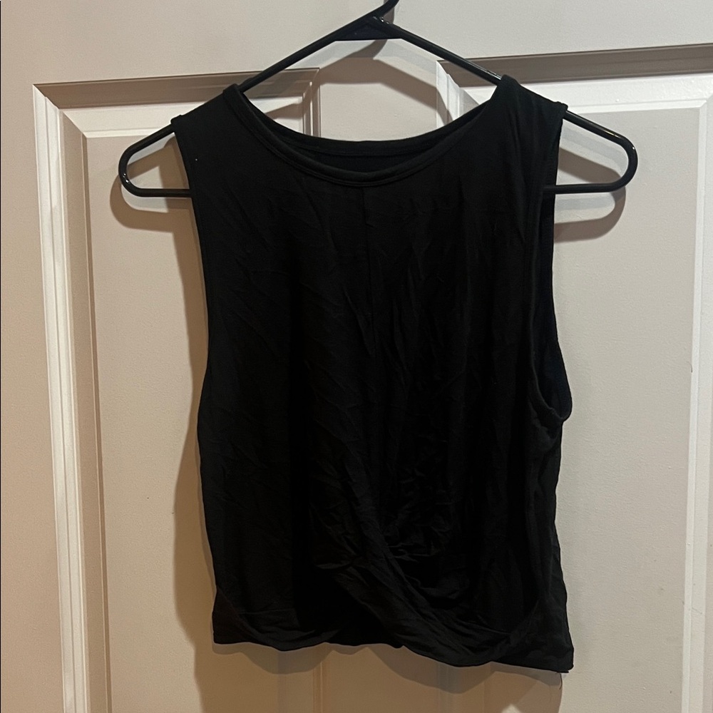 ALO Yoga Black Twist-Front Sleeveless Tank